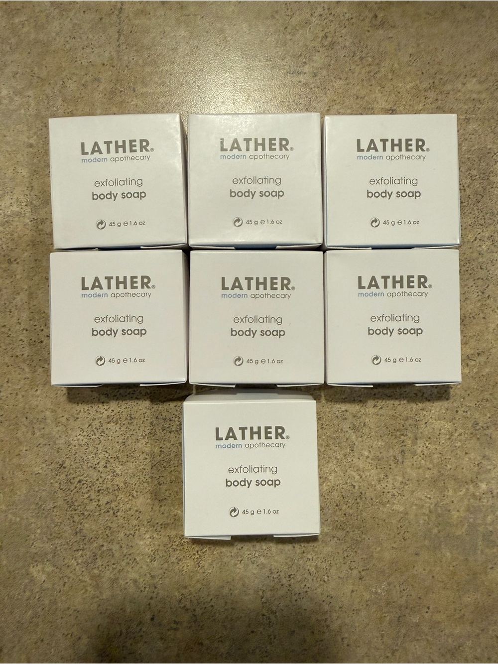 7 Boxes /Bars NEW LATHER Modern Apothecary Exfoliating Body Soap 45 g 1.6 oz.